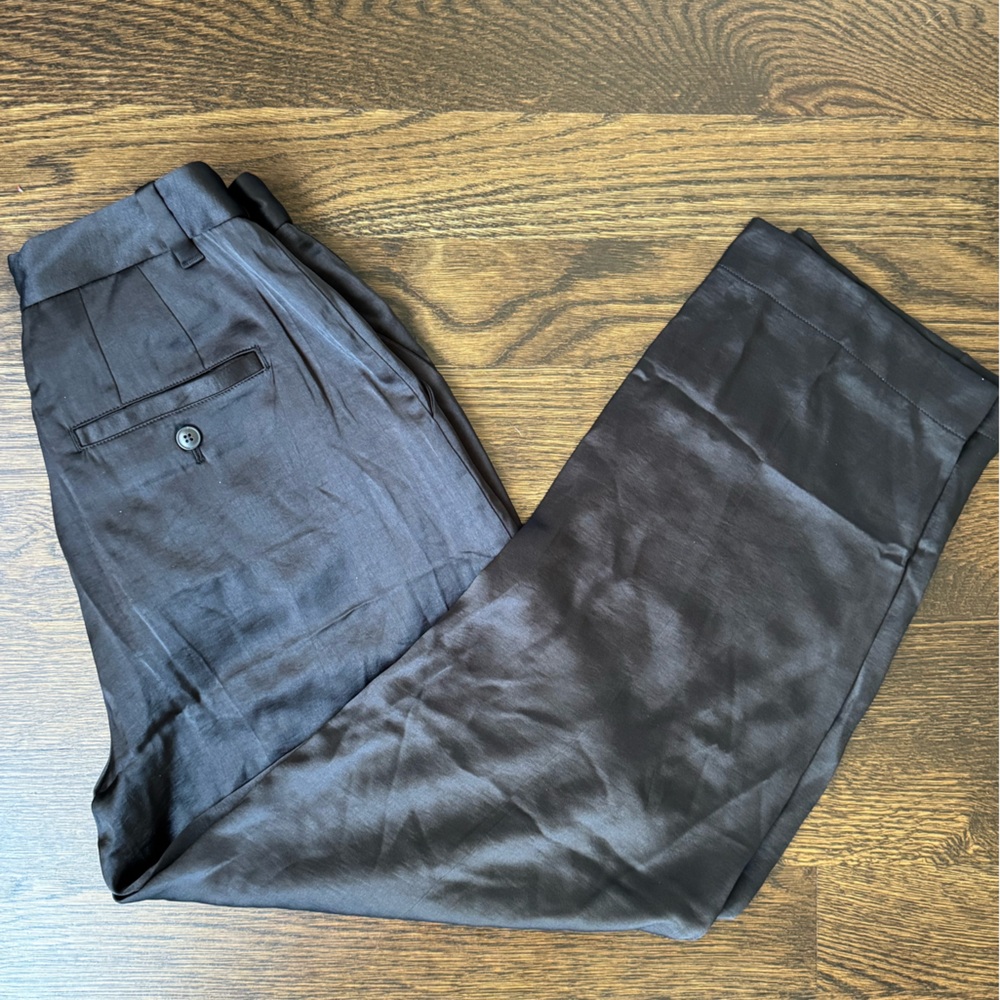 Madewell Black Satin Ankle Cropped Pants Relaxed Fit